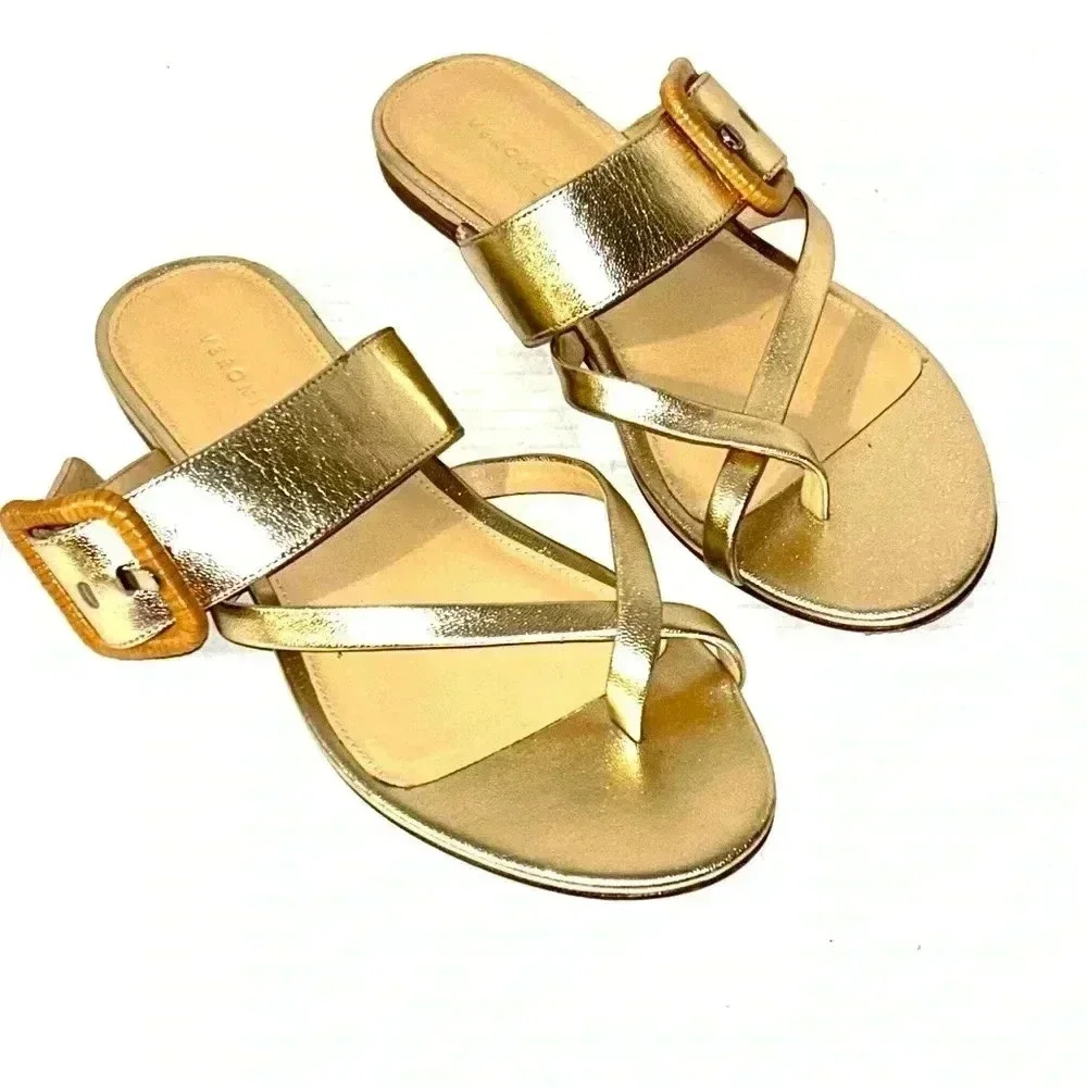 Veronica Beard Metallic Gold Sandals